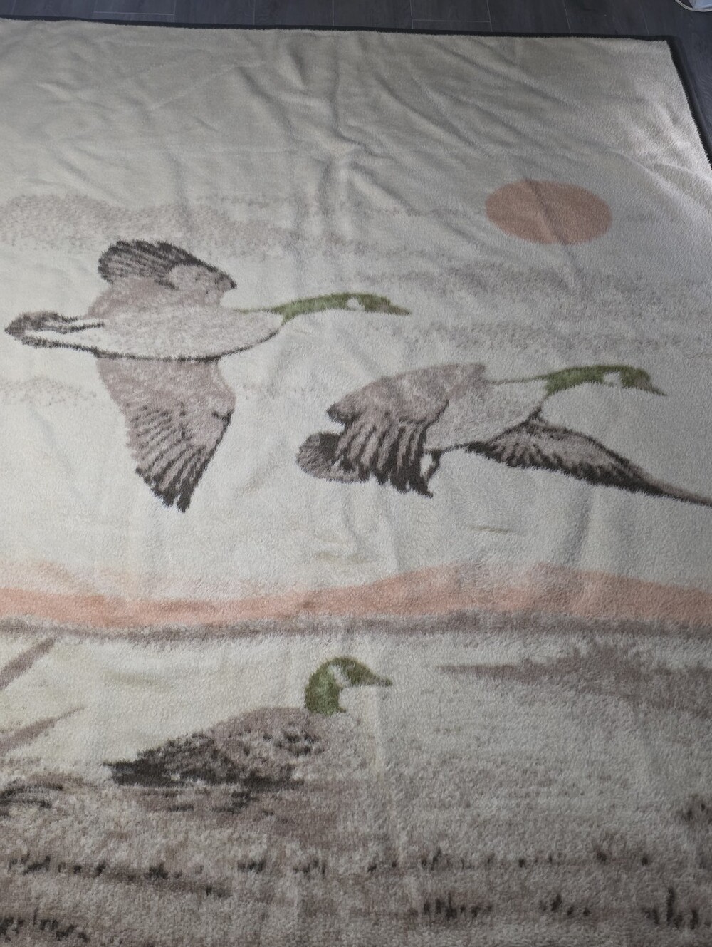 Vintage 1980's Ibena Canada Geese Malard Duck Migration 68 X 84 Sunset Birds - Picture 7 of 10